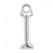 DQ metal charm Letter I Antique silver